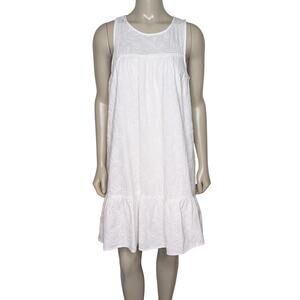 Lucky Brand Embroidered Eyelet Sundress Medium White Beachy Boho Minimalist